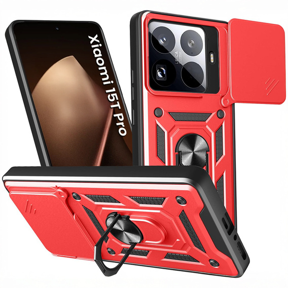 Etui pancerne do Xiaomi 15T Pro, CamShield Slide, czerwone