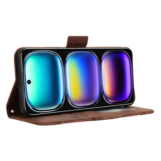Etui z klapką do Infinix Hot 50i 4G, Card Slot, brązowe