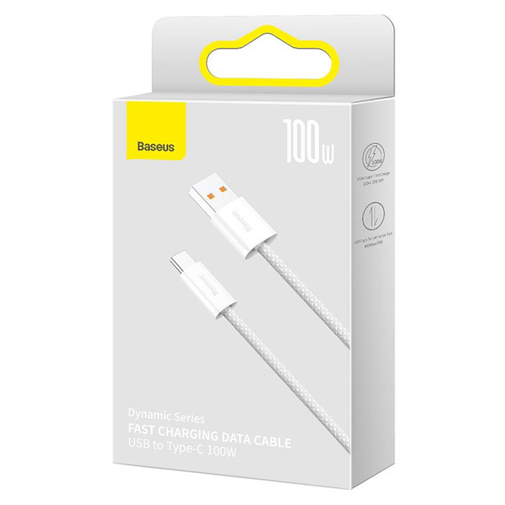 Baseus kabel Dynamic USB – USB-C 2,0 m 100W, biały