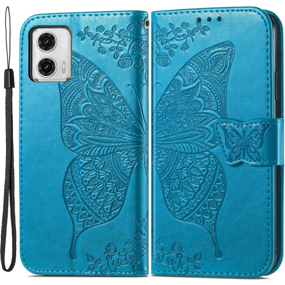 Etui z klapką do Motorola Moto G73 5G, Butterfly, niebieskie