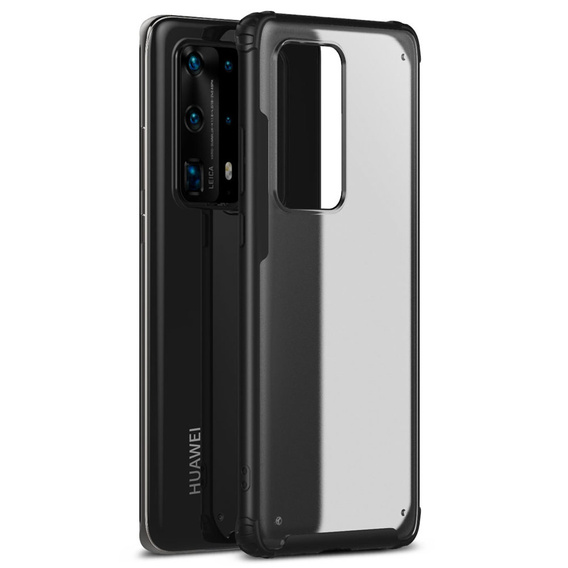 Etui do Huawei P40, Obudowa Fusion Case, Matowe przezroczyste / Czarna ramka