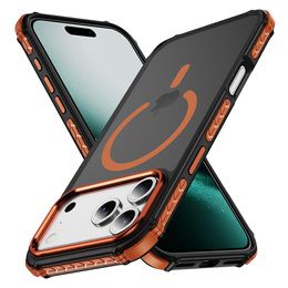 Etui pancerne do iPhone 17 Pro Max, Matt Case, do MagSafe, matowe z pomarańczową ramką