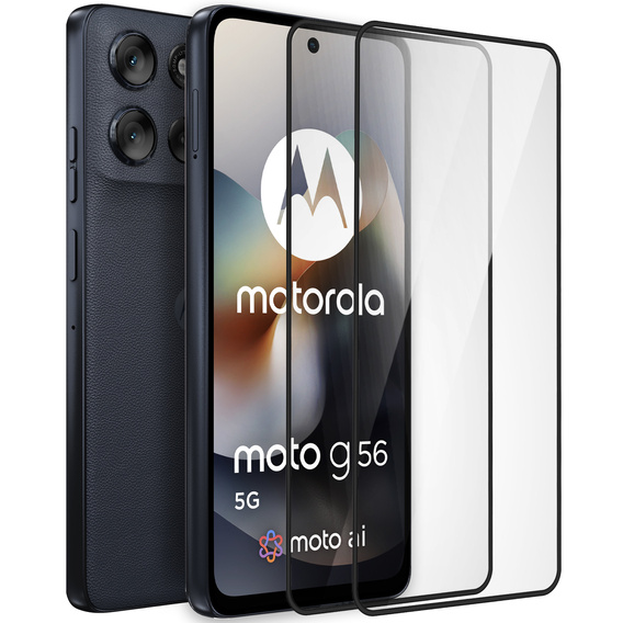 2x Szkło Hartowane do Motorola Moto G56 5G, ERBORD 3D pełne, szybka na cały ekran