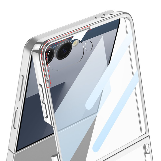 Etui ze szkłem do Samsung Galaxy Z Flip7 5G, PC Case, Srebrne
