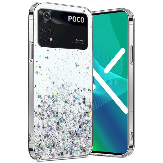 Etui do Xiaomi Poco M4 Pro 4G, Glittery, srebrne