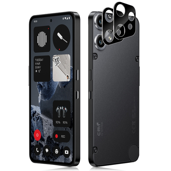 2x Szkło hartowane na aparat ERBORD do CMF Nothing Phone 2 Pro, Czarne