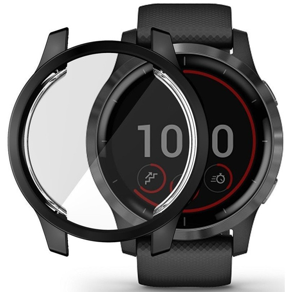 Etui HAT-PRINCE z wbudowanym szkłem do Garmin Venu 2S 40mm / Vivoactive 4S 40mm, Black