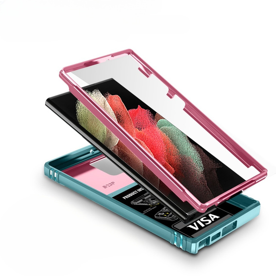Etui pancerne do Samsung Galaxy S23 Ultra, CamShield Slide, różowe / zielone