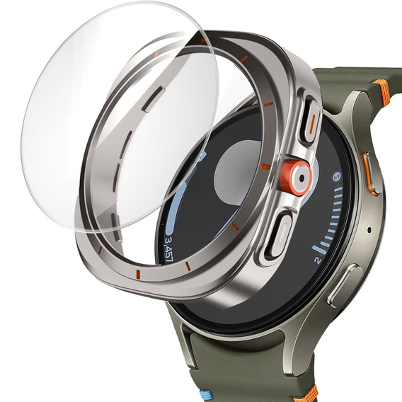 2w1 Etui + Szkło Hartowane do Samsung Galaxy Watch 6 44mm, Tytanowe złoto