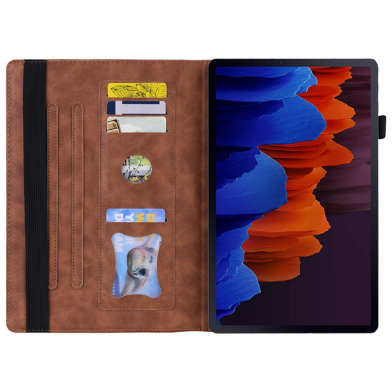 Etui biznesowe z eko-skóry do Samsung Galaxy Tab S10 Lite / S10 FE / S9 FE / S9 / S8 / S7 – brązowe