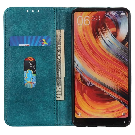Etui z klapką do Xiaomi Poco F6, Split Leather, zielone