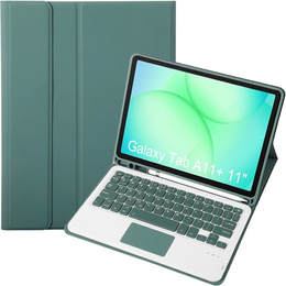 Etui z klawiaturą Bluetooth i touchpadem do Samsung Galaxy Tab A11+ – zielone