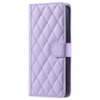 Etui z klapką do iPhone 16, Rhombus Crossbody Leather, fioletowe