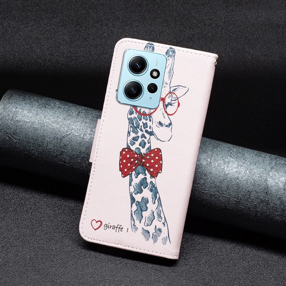 Etui z klapką do Xiaomi Redmi Note 12 4G, Wallet, Giraffe różowe