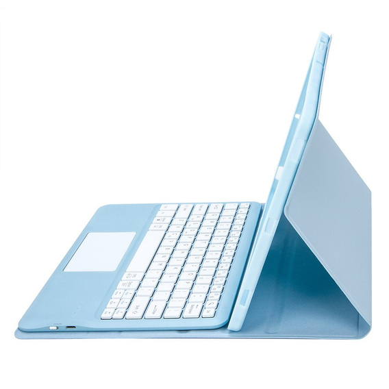 Etui z klawiaturą Bluetooth i touchpadem do Samsung Galaxy Tab S10 FE+ Plus X620/X626B – niebieskie