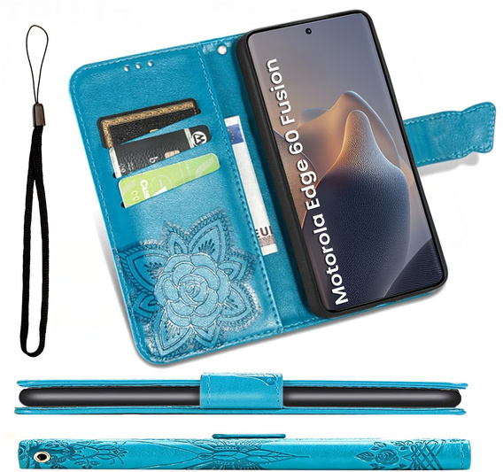 Etui z klapką do Motorola Edge 60 / 60 Fusion, Butterfly, niebieskie