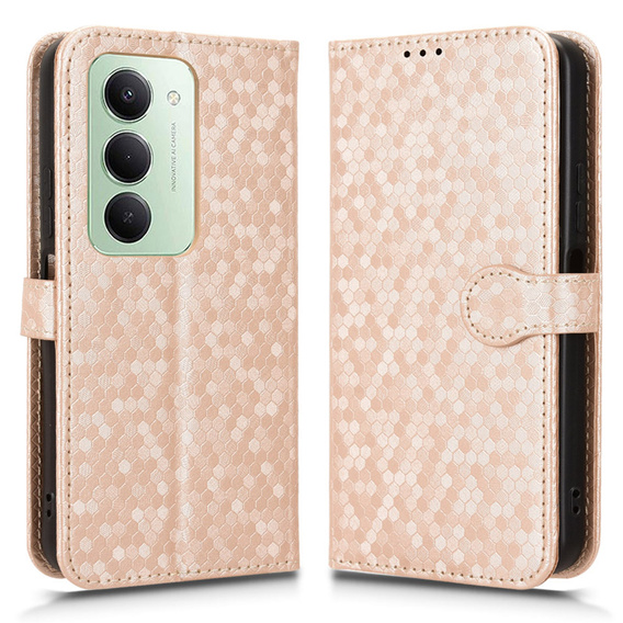 Etui z klapką do Xiaomi Redmi 15 5G / 4G, Wallet Rhombus, złote