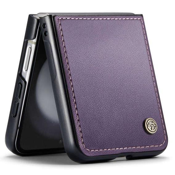 Etui do Samsung Galaxy Z Flip6 5G, CASEME Litchi Leather, fioletowe