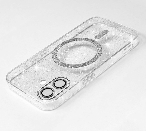 Etui do iPhone 17, ERBORD Glitter MagSafe, przezroczyste