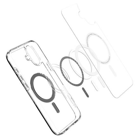 Etui z MagSafe Spigen do iPhone 16, Ultra Hybrid, przezroczyste / czarne + Szkło Hartowane 9H