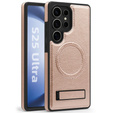 Etui skórzane z podstawką do Samsung Galaxy S25 Ultra – kompatybilne z MagSafe, rose gold