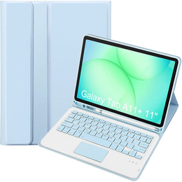 Etui z klawiaturą Bluetooth i touchpadem do Samsung Galaxy Tab A11+ – niebieskie