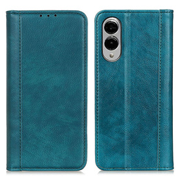 Etui z klapką do Samsung Galaxy S25 Edge, Split Leather, skórzane, zielone