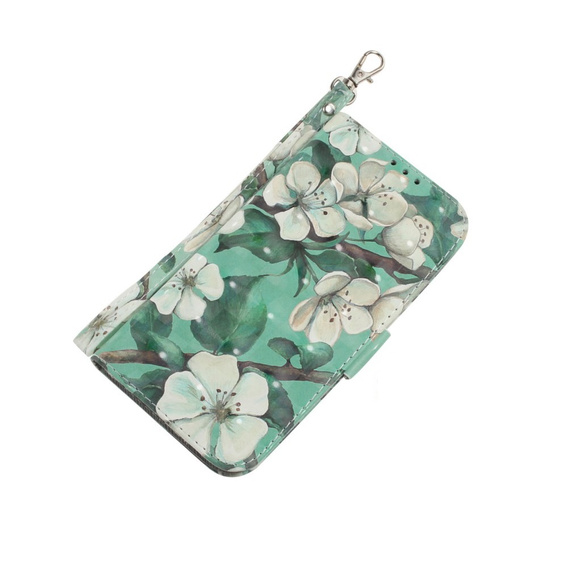 Etui z klapką do Samsung Galaxy A15, Wallet, Flowers, zielone + szkło 9H