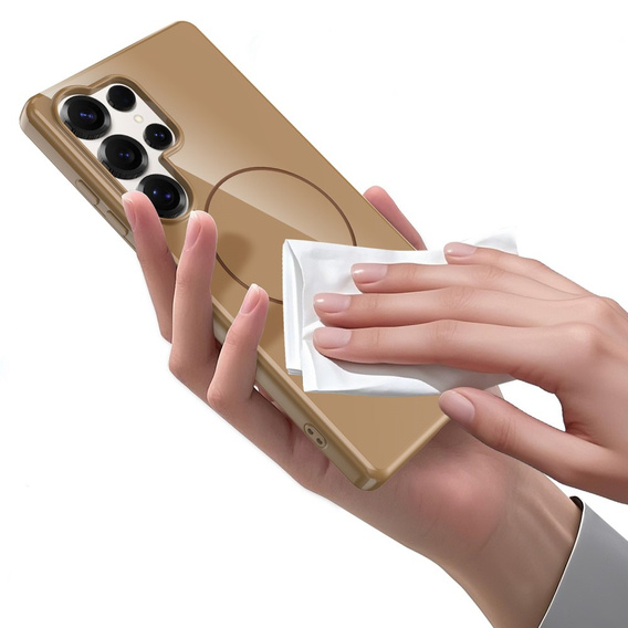 Etui do Samsung Galaxy S25 Ultra z paskiem, magnetyczne MagSafe  – złote