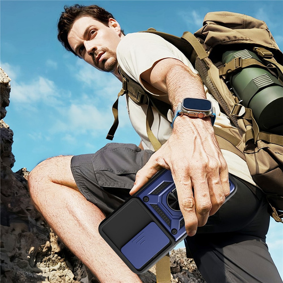 Etui pancerne do Oppo A6 Pro 5G, CamShield Slide, niebieskie