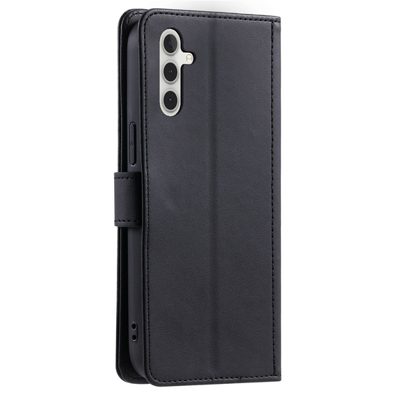 Etui z klapką do Samsung Galaxy S25 FE, Rhombus Crossbody Leather, czarne