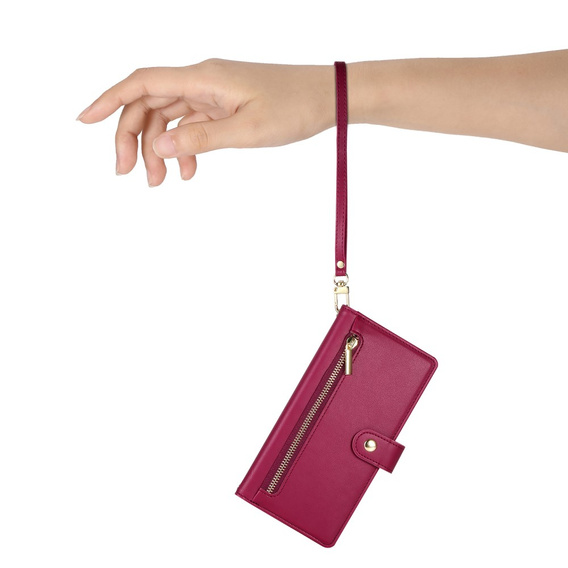 Etui z klapką do Xiaomi Poco X7 Pro 5G, Wallet Zipper Pocket, czerwone
