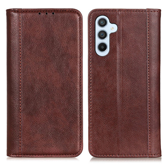 Etui z klapką do Samsung Galaxy S25 FE, Split Leather, brązowe
