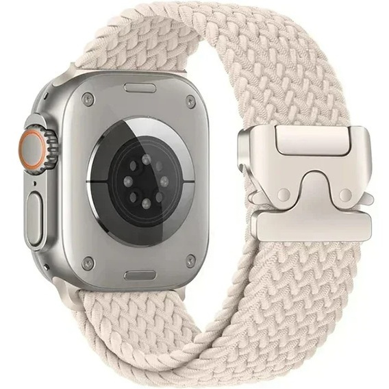 Pleciony Pasek Nylonowy z Klamrą do Apple Watch 1/2/3/4/5/6/7/8/9/10/11/SE 38/40/41/42mm – Beżowy