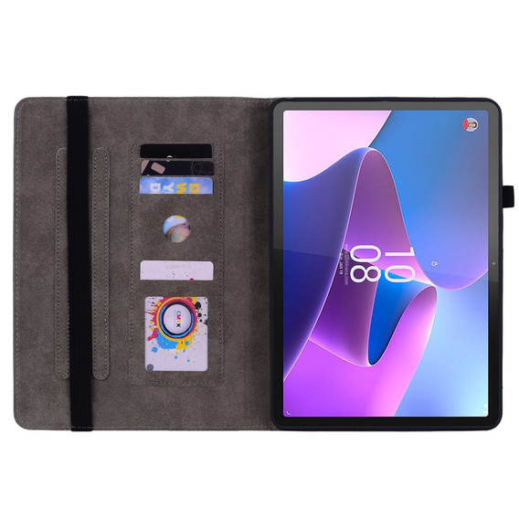 Etui do Lenovo Tab P12, Rose and Butterflies, zielone