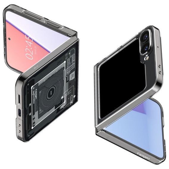 Etui Spigen do Samsung Galaxy Z Flip7 FE / Z Flip6, Airskin Zeron One, Przezroczyste / Brokatowe