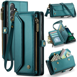 Etui CASEME do Samsung Galaxy S25 FE, RFID Leather Wallet, z paskiem na ramię, zielone