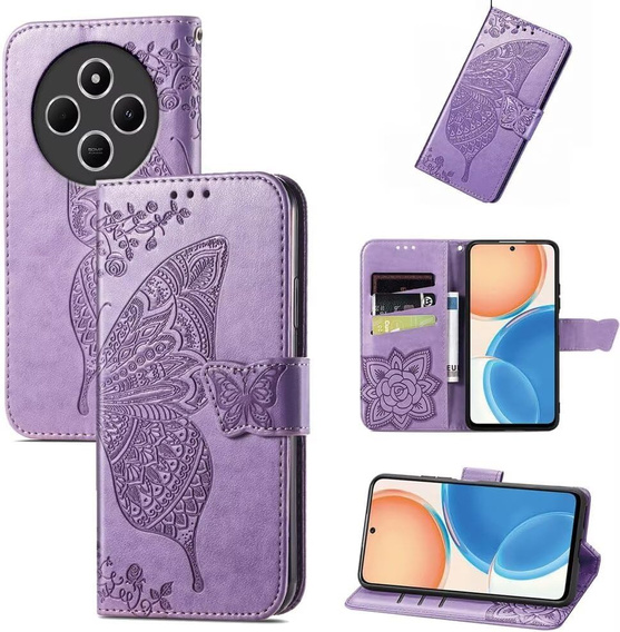 Etui z klapką do Xiaomi Redmi 14C / Xiaomi Poco C75, Butterfly, fioletowe