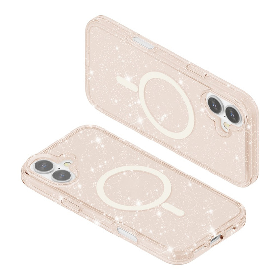 Etui do iPhone 17, do MagSafe, brokatowe, półprzezroczyste złote