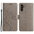 Etui z klapką do Samsung Galaxy A25 5G, Butterfly, szare + szkło 9H