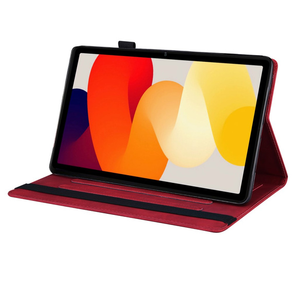 Etui z klapką i kieszonkami na karty do Xiaomi Redmi Pad 2 - Czerwone
