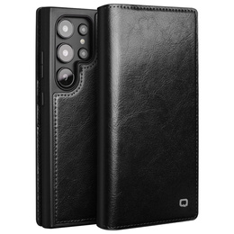 Etui z klapką do Samsung Galaxy S24 Ultra, QIALINO Leather Wallet, czarne