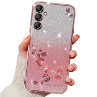 Etui do Samsung Galaxy A35 5G, Glitter Flower, różowe rose gold