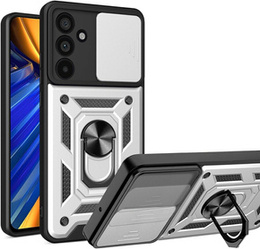 Etui pancerne do Samsung Galaxy M55 5G, CamShield Slide, srebrne