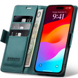 Etui do iPhone 17 Pro Max, ERBORD Glossy Litchi, portfel z klapką, zielone