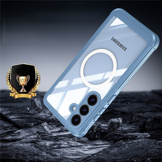 Etui do Samsung Galaxy S25 FE, Shockproof, ze szkłem, do MagSafe, niebieskie