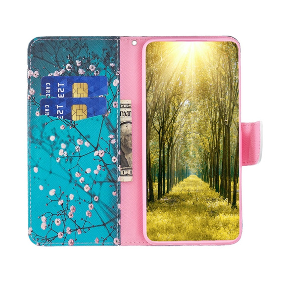 Etui z klapką do Samsung Galaxy M34, Wallet, Sakura niebieskie