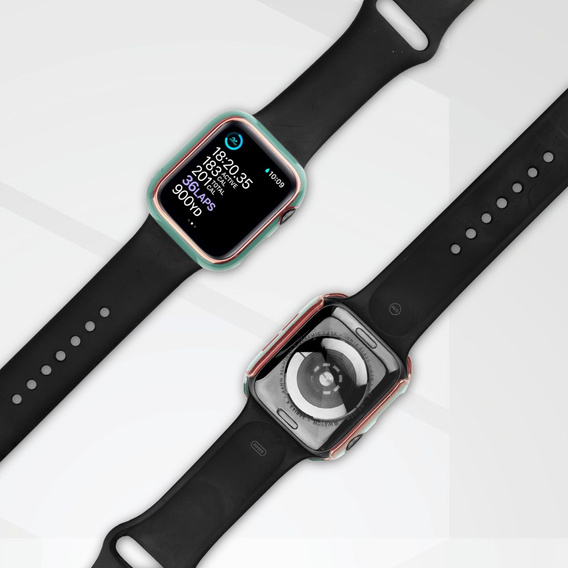 2w1 Etui + Szkło Hartowane do Apple Watch 4/5/6/SE 44mm, Zielone / Złote