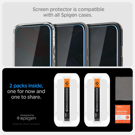 Spigen Glas.TR "EZ FIT" HD Szkło Hartowane prywatyzujące do Google Pixel 9 Pro XL (2 szt.)