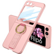 Etui GKK do Samsung Galaxy Z Flip7 FE / Z Flip6, Ring Holder, z paskiem, różowe